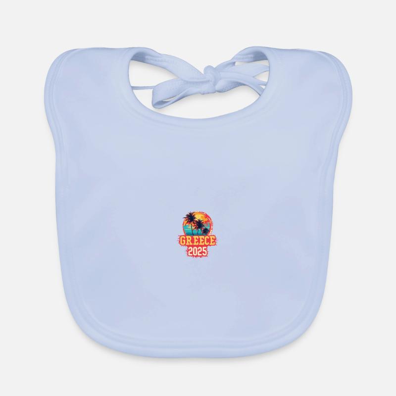 Greece 2025 Palm Trees Organic Baby Bibs