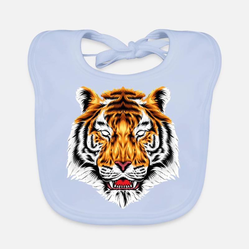 Tigre - Bavoir bio Bébé - bleu ciel
