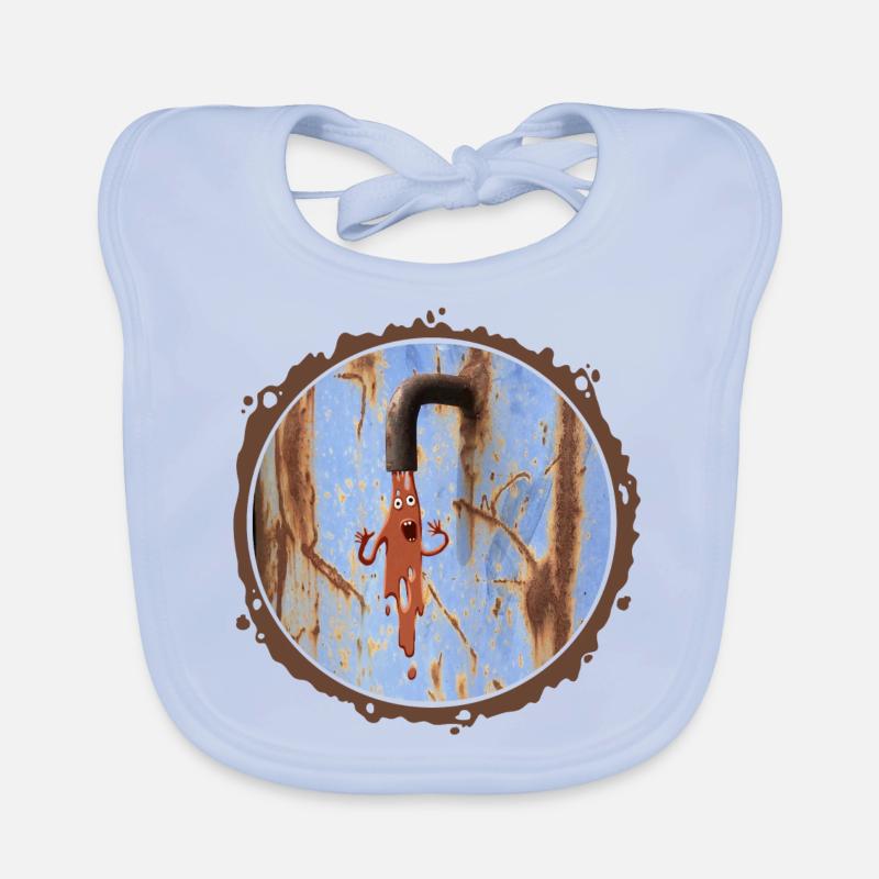 Schleimmonster mit rostigem Rand - Baby Bio-Lätzchen - sky Blue