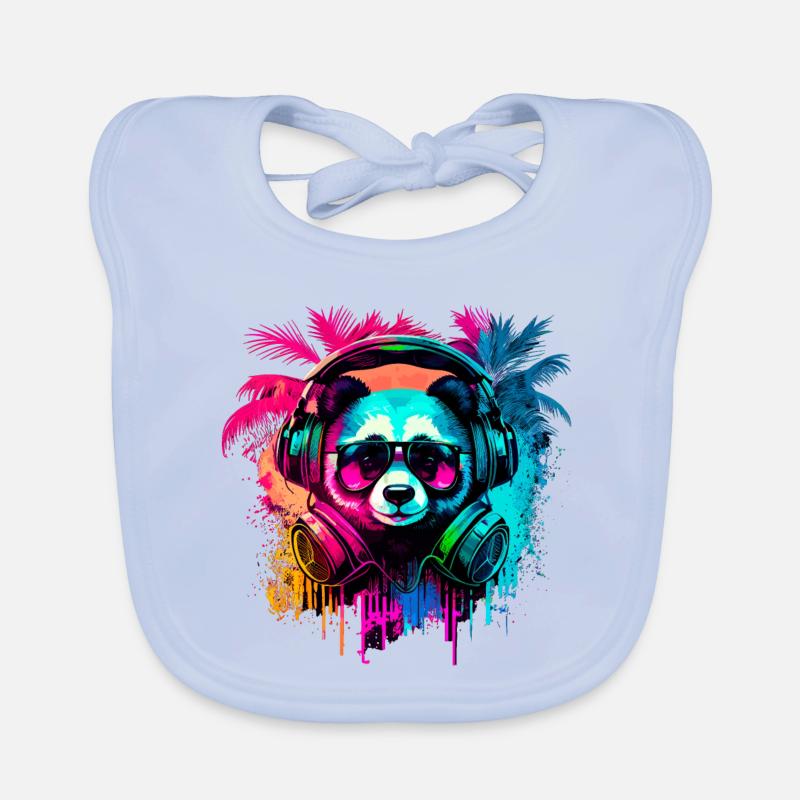 Abstract panda bear Organic Baby Bibs