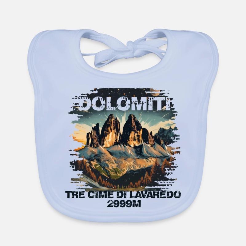 Tre Cime Lavaredo Dolomiti Three Peaks Dolomites Organic Baby Bibs