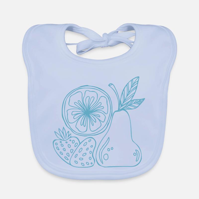 Fruit Lines Blue Sketch Organic Baby Bibs