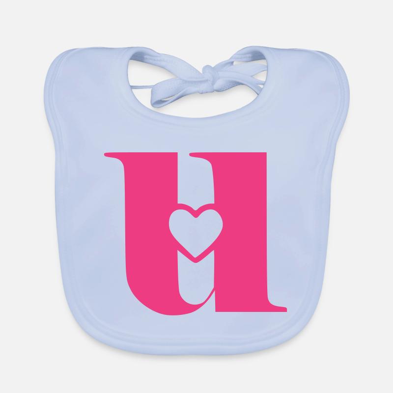 Letter u initial letter with heart Organic Baby Bibs