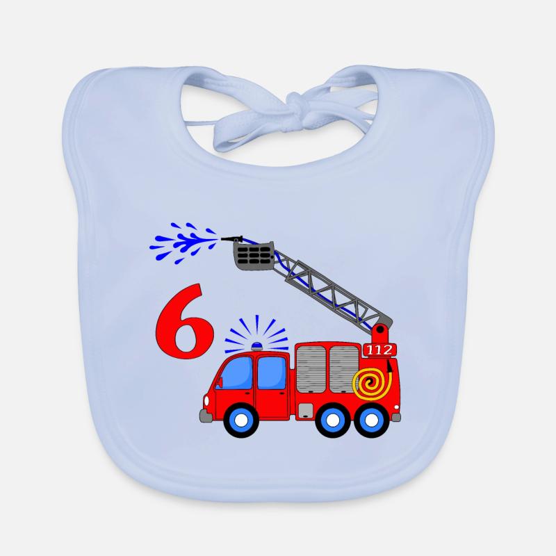 Fire engine 6 birthday children Organic Baby Bibs