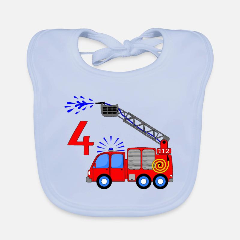 Fire engine 4 birthday children Organic Baby Bibs