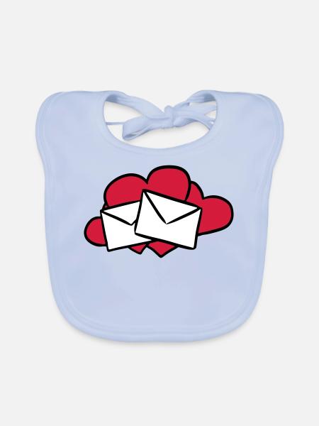 Liebesbrief love letter lettre d'amour Geschenk - Baby Bio-Lätzchen - sky Blue - Vorne