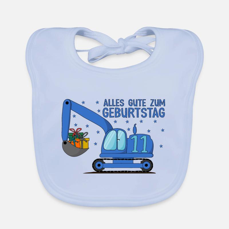Bagger Kinder 11. Geburtstag Alles Gute Blau Baby Bio-Lätzchen