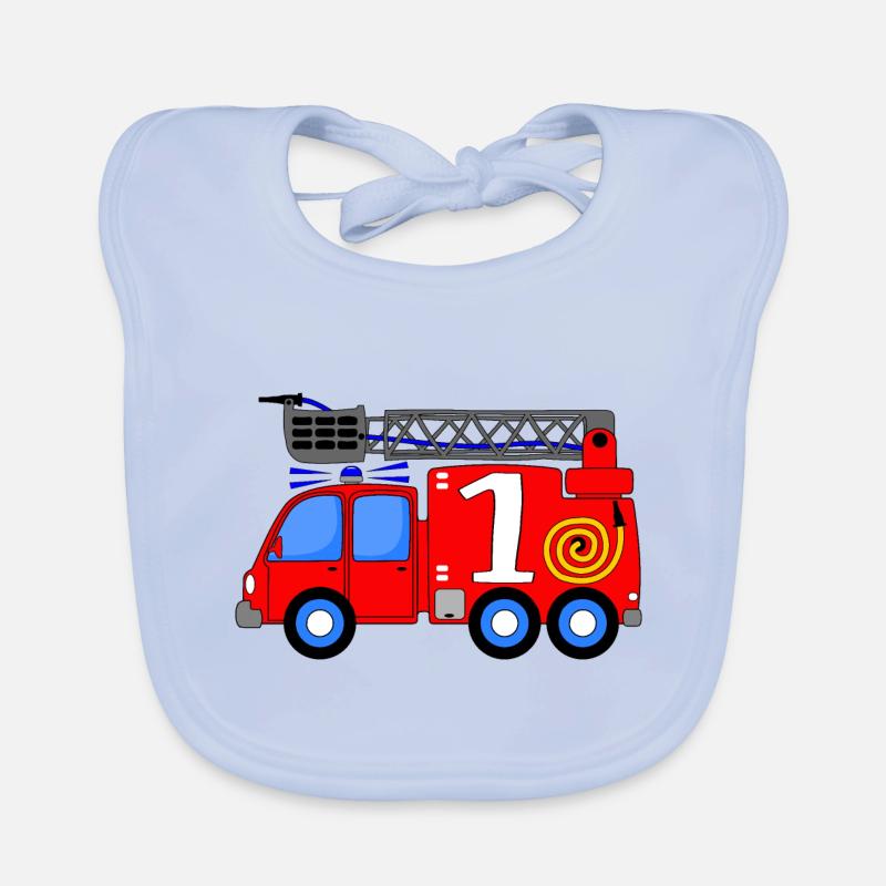 Fire engine 1st birthday children Organic Baby Bibs
