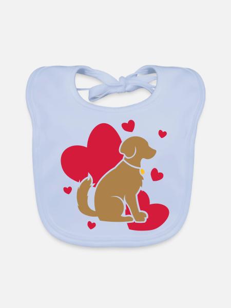 Heart for dogs - dog lover / gift idea - Organic Baby Bibs - sky blue - Front