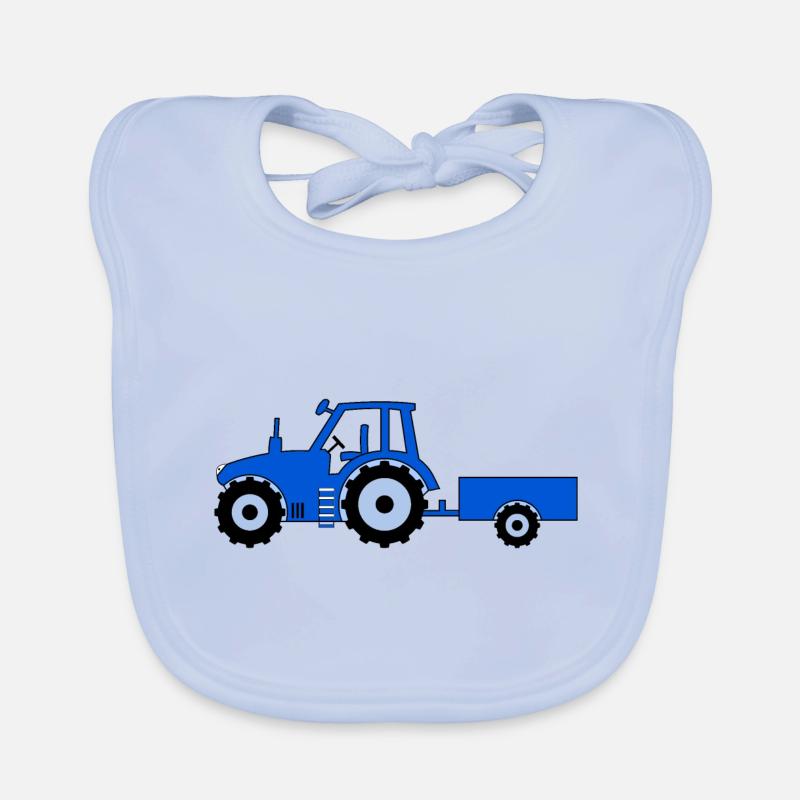 Tractor with trailer blue Organic Baby Bibs