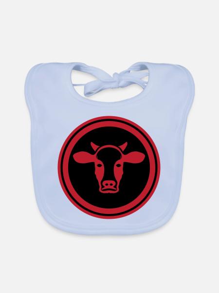 Cow Head Symbol - Organic Baby Bibs - sky blue - Front