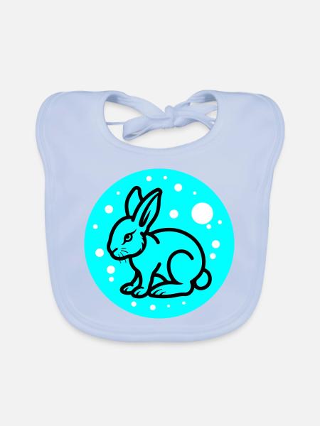 Symbole de Pâques lapin - Bavoir bio Bébé - bleu ciel - Devant