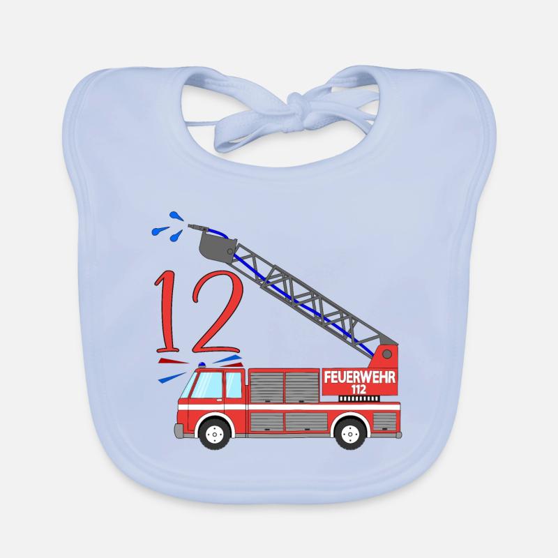 Fire engine 12th birthday Organic Baby Bibs