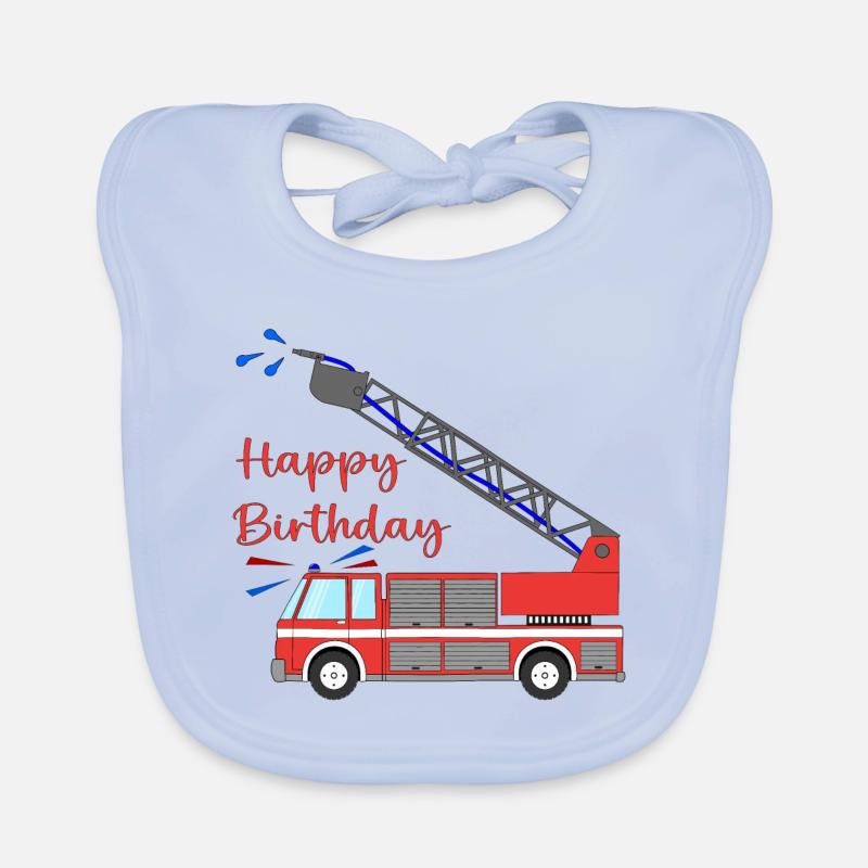 Fire engine Happy Birthday Organic Baby Bibs