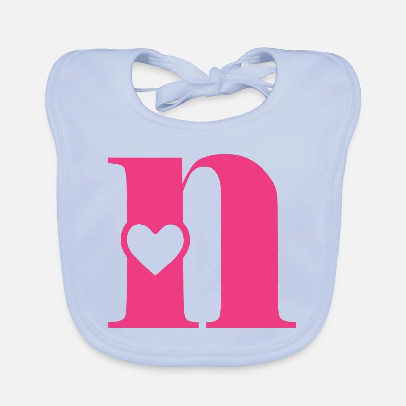 Lettre n lettre initiale avec coeur Bavoir bio Bébé