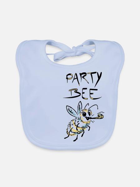 Cool vector design of a party bee - Organic Baby Bibs - sky blue - Front