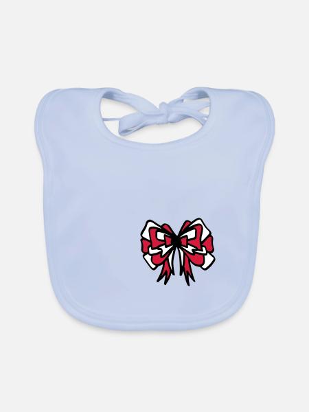 Schleife rot & weiß / red & white bow - bunt - Baby Bio-Lätzchen - sky Blue - Vorne