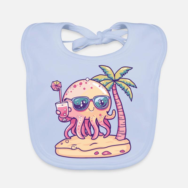 Jellyfish Summer Vacation Organic Baby Bibs