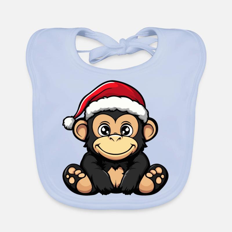 Singe Noël Mignon Bavoir bio Bébé