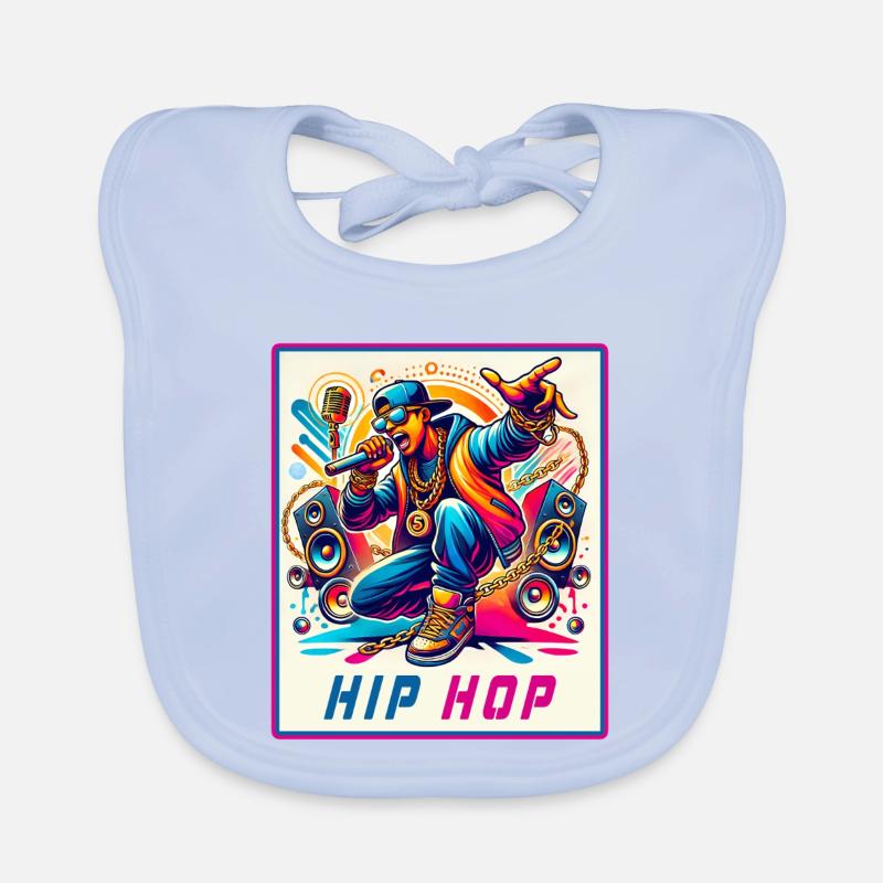 Hip-Hop Vibes – Rapper with Microphone Organic Baby Bibs