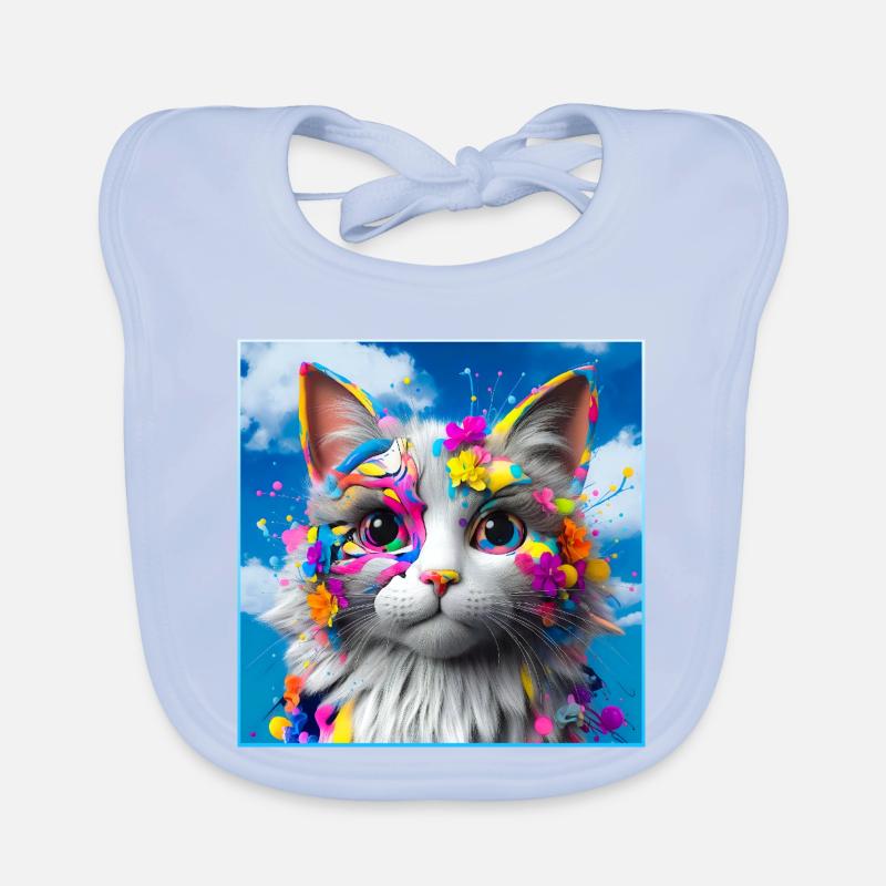 Farbenfrohe Katze Baby Bio-Lätzchen