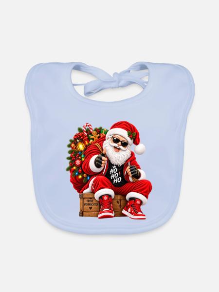 Weihnachtsmann - Baby Bio-Lätzchen - sky Blue