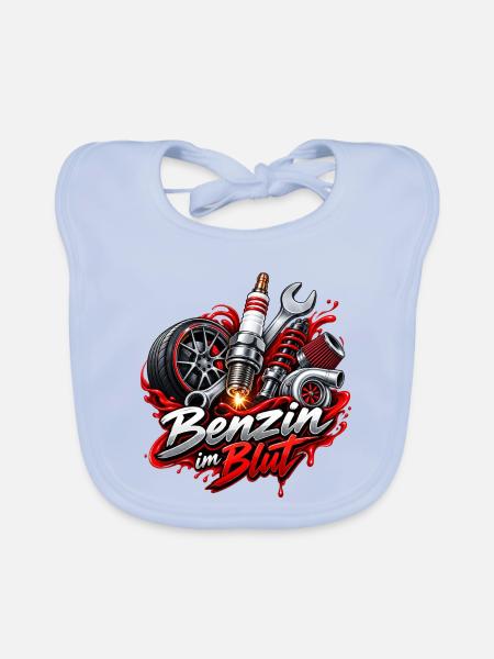 Benzin im Blut , Motorsport - Baby Bio-Lätzchen - sky Blue - Vorne