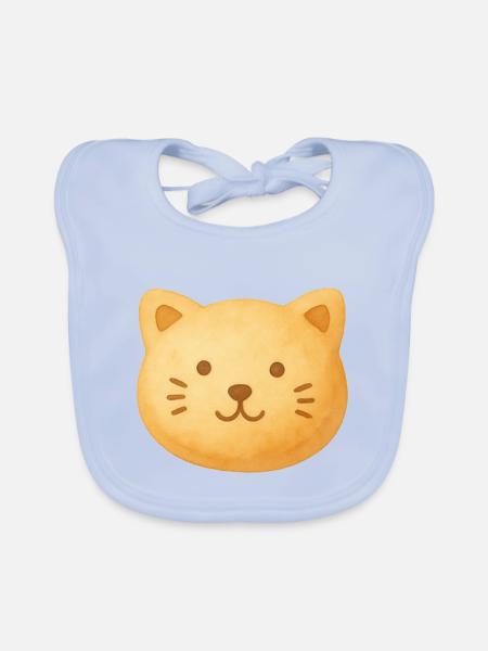 Katzenkuchen-Keks - Baby Bio-Lätzchen - sky Blue - Vorne