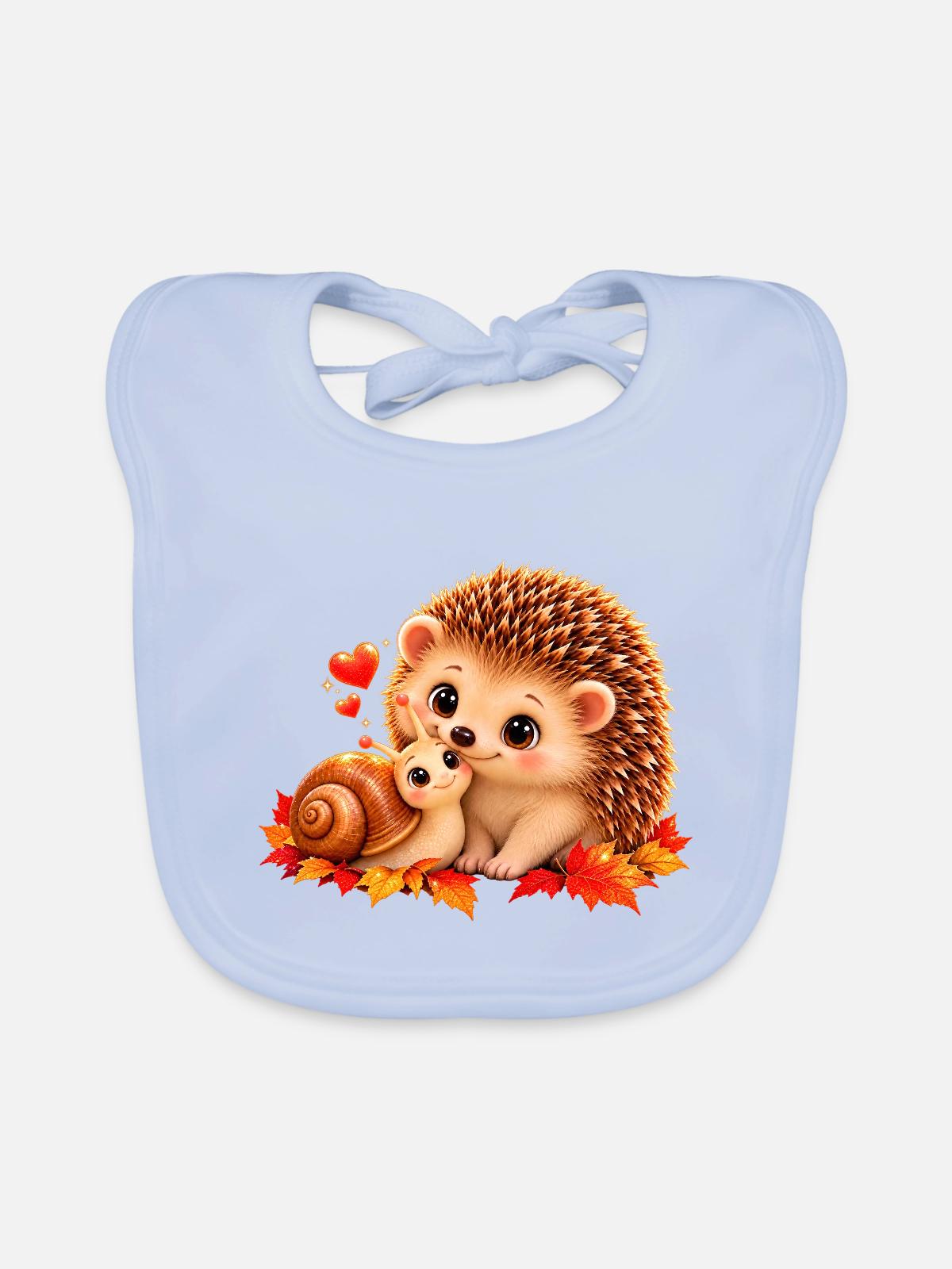 Igel & Schnecke - Baby Bio-Lätzchen - sky Blue - Vorne