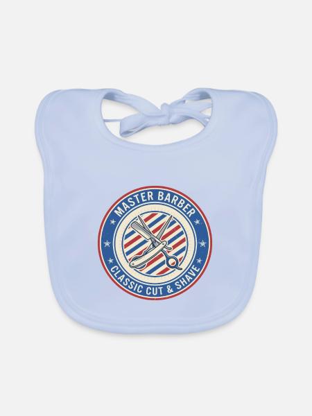 Master Barber Straight Razor Shears Badge Geschenk - Baby Bio-Lätzchen - sky Blue - Vorne