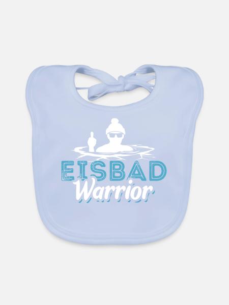 Eisbad Warrior - Eisbaden Eisbader Spruch - Baby Bio-Lätzchen - sky Blue - Vorne