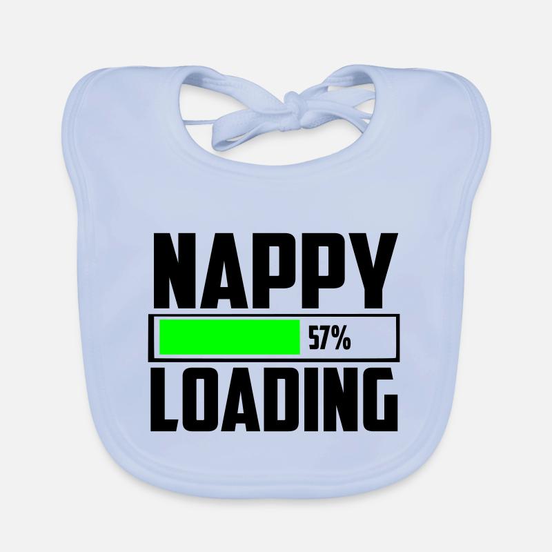 nappy loading funny logo and quote Organic Baby Bibs