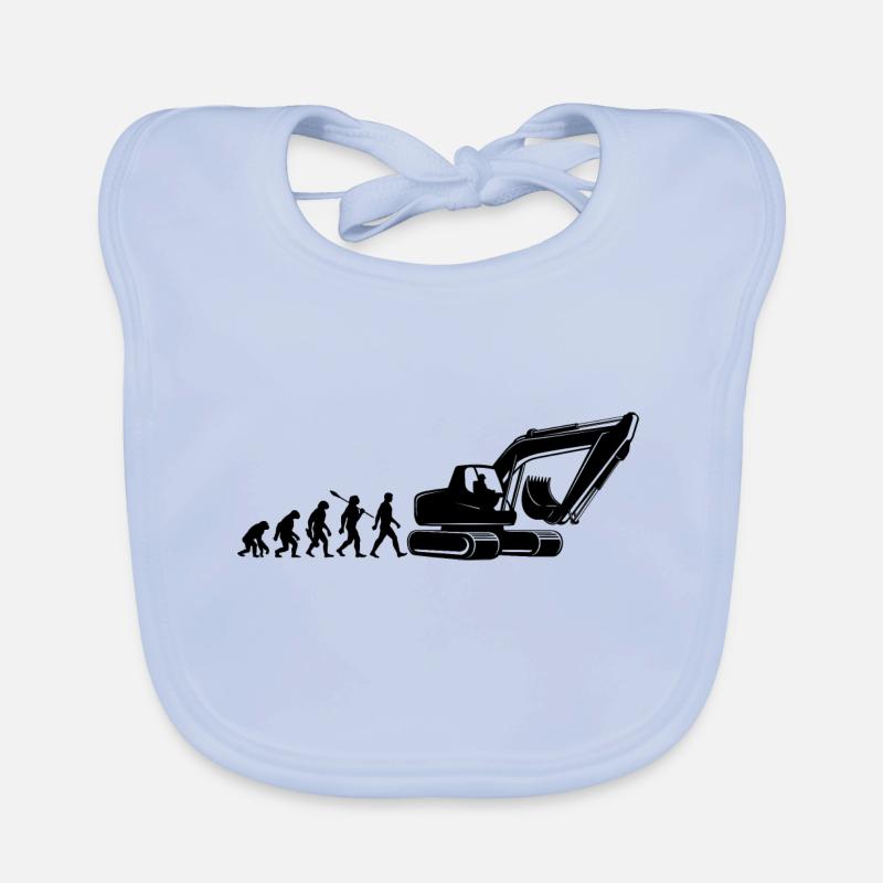 Evolution - Bagger fahren - Baustelle, Bauarbeiter Baby Bio-Lätzchen