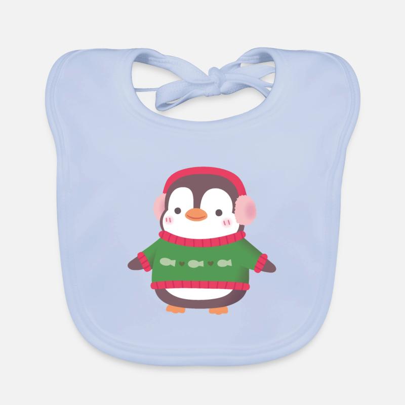 Süßer Pinguin mit Fischpullover Baby Bio-Lätzchen