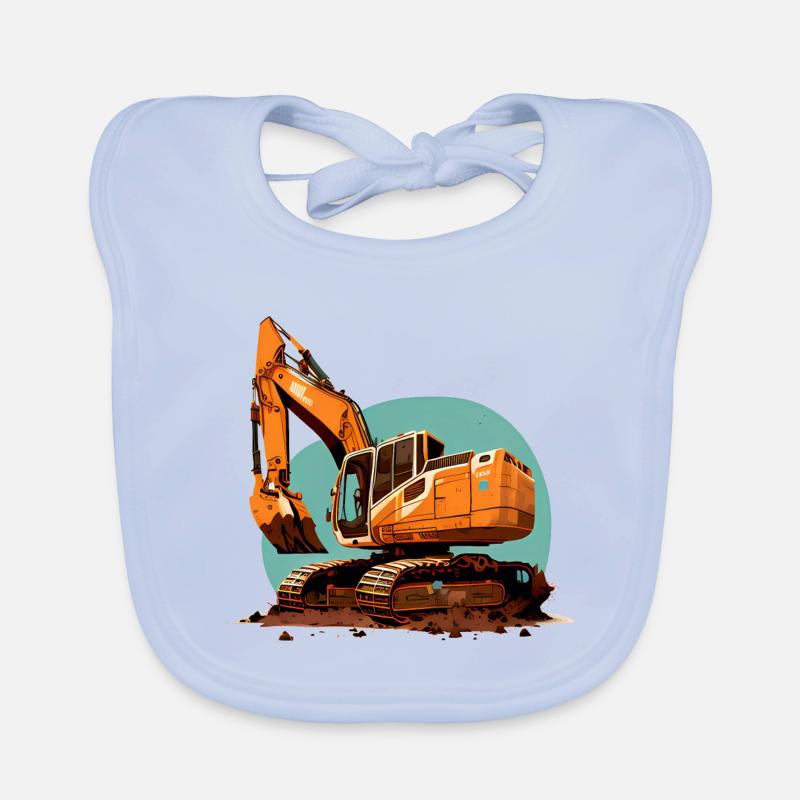 Bagger| Schaufelbagger | Retro Baby Bio-Lätzchen