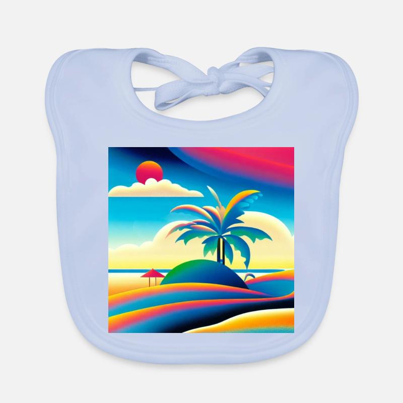 Beach sunset in 80s style Organic Baby Bibs