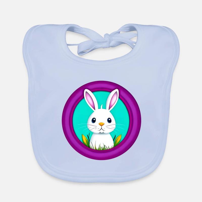 Rabbit White Purple Easter Organic Baby Bibs
