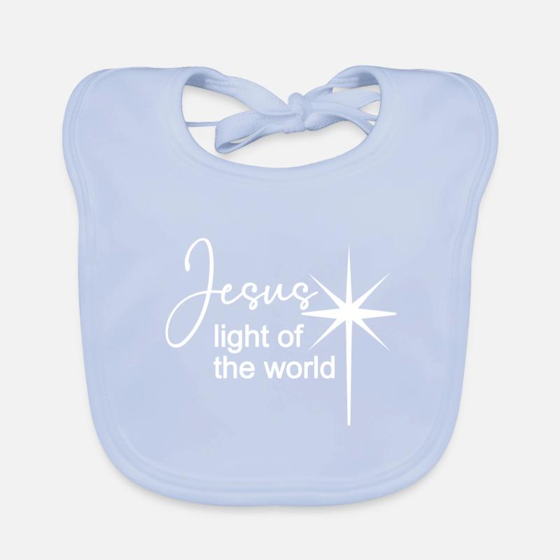 Conception chrétienne Jésus Lumière du Monde Bavoir bio Bébé