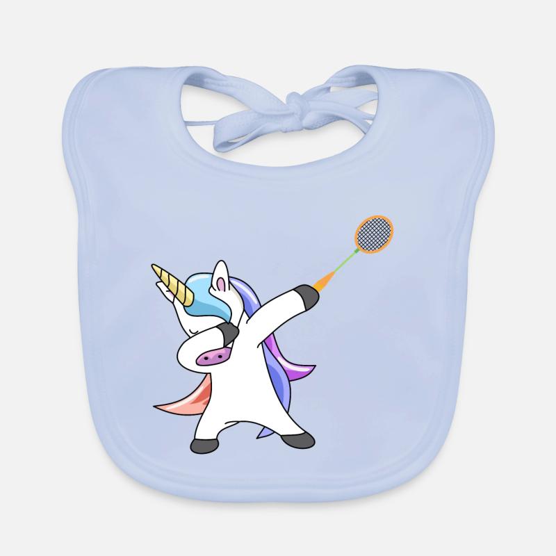 Unicorn dabbing badminton Organic Baby Bibs