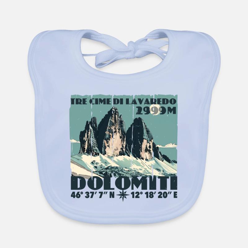 Te Cime Lavaredo Dolomiti Three Peaks Dolomites Organic Baby Bibs