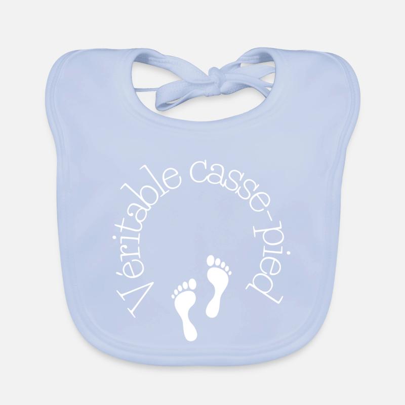 Véritable casse pied ! 👣 - Bavoir bio Bébé - bleu ciel
