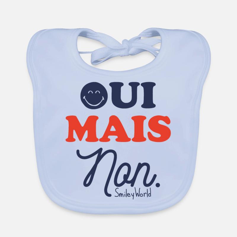 SmileyWorld Oui Mais Non Smiling Face Organic Baby Bibs