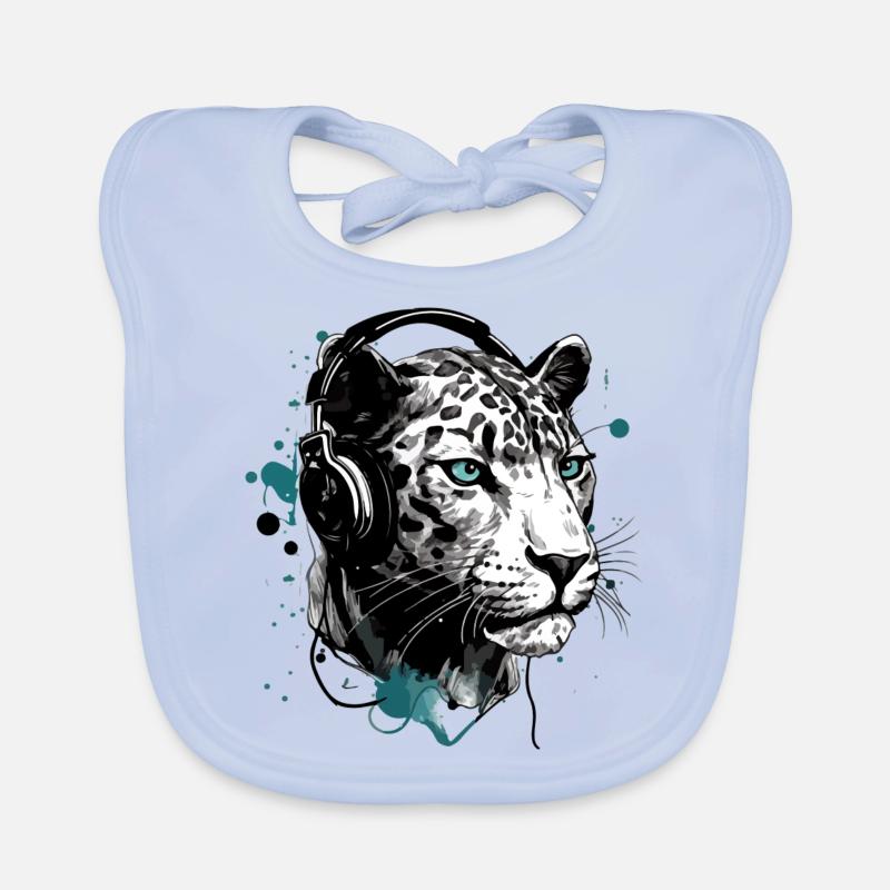 Rita, der audiophile Panther - Baby Bio-Lätzchen - sky Blue
