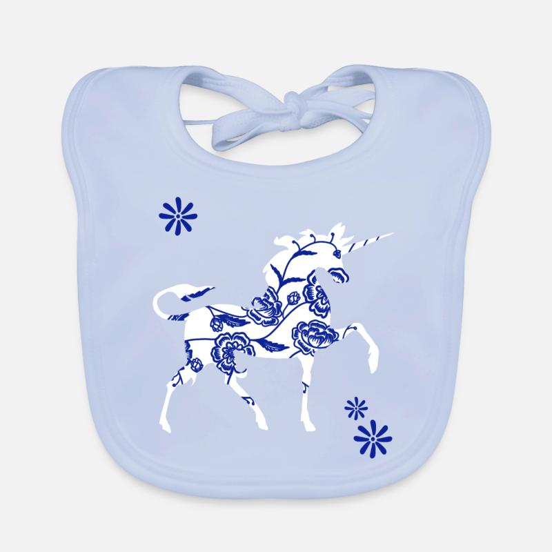 Chinoisery Einhorn - Baby Bio-Lätzchen - sky Blue