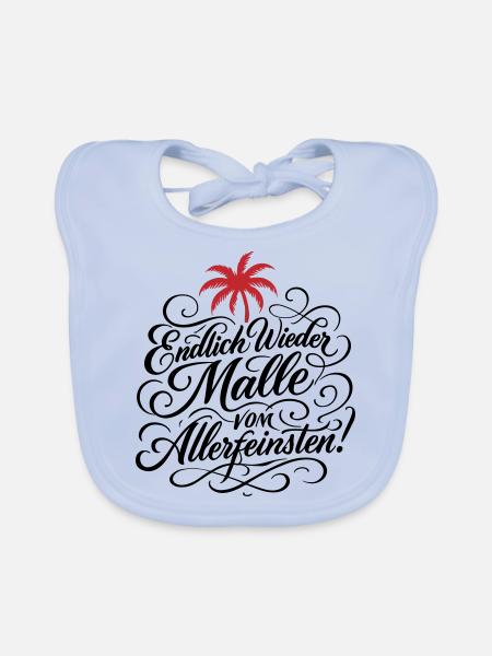 Endlich Malle Spruch Urlaub - Baby Bio-Lätzchen - sky Blue - Vorne