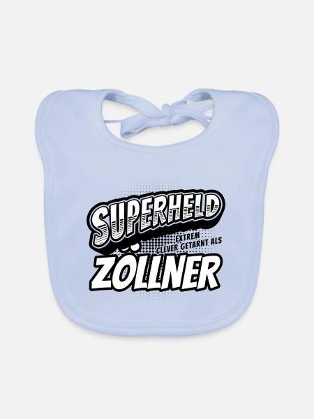 Superheld, clever getarnt als Zöllner - Baby Bio-Lätzchen - sky Blue - Vorne