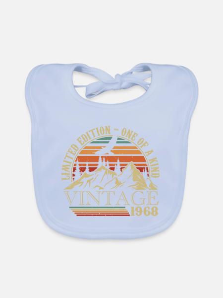 1968 Vintage Cadeau Anniversaire 1968 Retro 1968 - Bavoir bio Bébé - bleu ciel - Devant