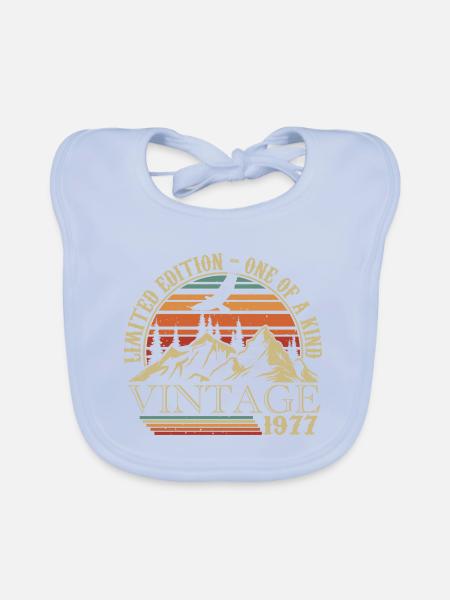1977 Vintage Cadeau Anniversaire 1977 Retro 1977 - Bavoir bio Bébé - bleu ciel - Devant