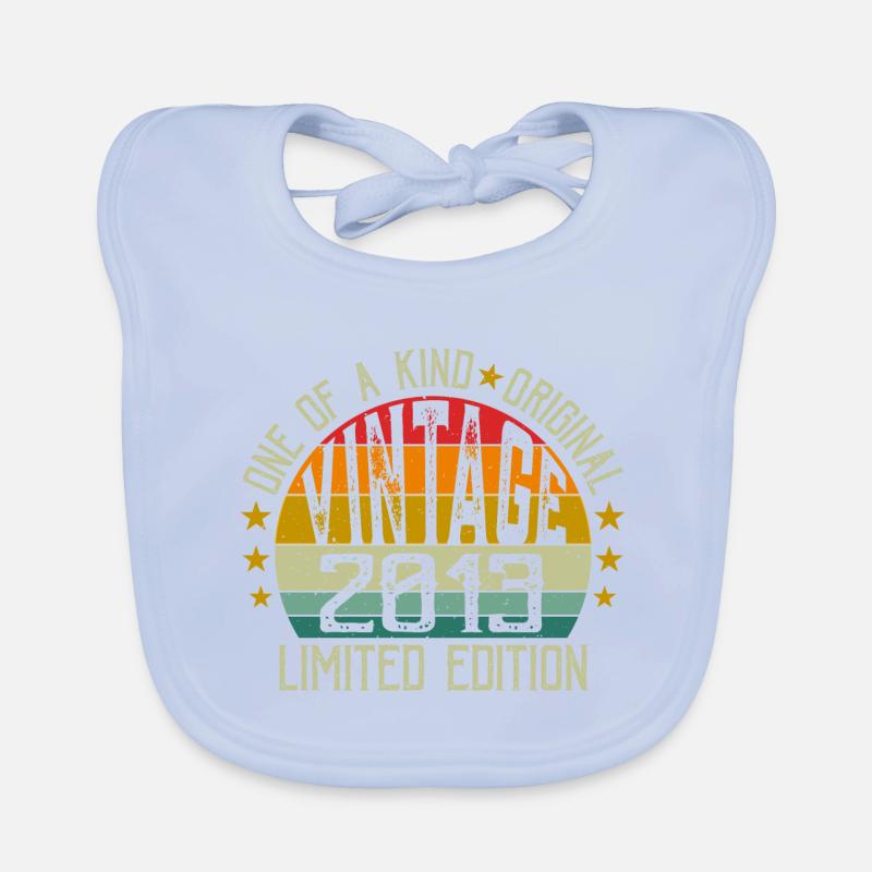 Vintage Born in 2013 Retro Birthday Gift 2013 Organic Baby Bibs