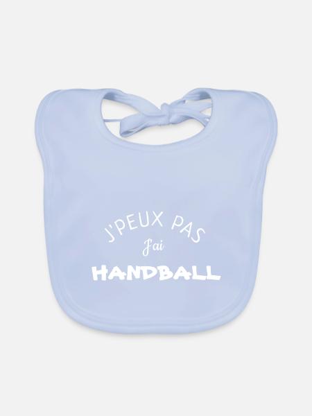 Ich kann nicht Handball. - Baby Bio-Lätzchen - sky Blue - Vorne